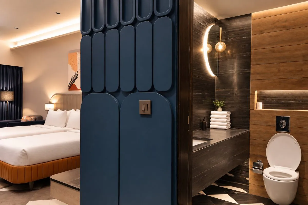 Deluxe Room bathroom and shower